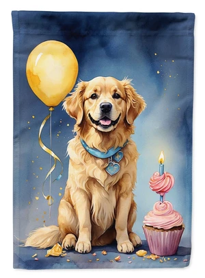 Golden Retriever Happy Birthday House Flag Large Porch Sleeve Pole Decorative Outside Yard Banner Artwork Wall Hanging, Polyeste Golden Retriever Happy Birthday House Flag Large Porch Sleeve Pole Decorative Outside Yard Banner Artwork Wall Hanging, Polyeste