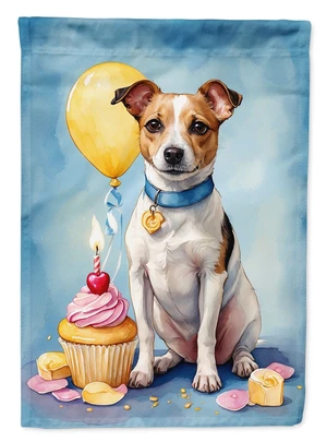 Jack Russell Terrier Happy Birthday House Flag Large Porch Sleeve Pole Decorative Outside Yard Banner Artwork Wall Hanging, Poly
