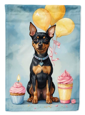 Miniature Pinscher Happy Birthday House Flag Large Porch Sleeve Pole Decorative Outside Yard Banner Artwork Wall Hanging, Polyes Miniature Pinscher Happy Birthday House Flag Large Porch Sleeve Pole Decorative Outside Yard Banner Artwork Wall Hanging, Polyes