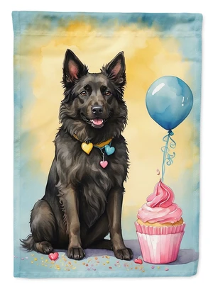 Belgian Sheepdog Happy Birthday House Flag Large Porch Sleeve Pole Decorative Outside Yard Banner Artwork Wall Hanging, Polyeste