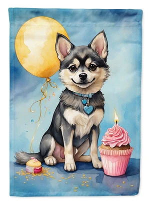 Alaskan Klee Kai Happy Birthday Garden Flag Mailbox Flag Decorative Yard Flag Banner Outside Patio Artwork Yard Flower Beds, Gar