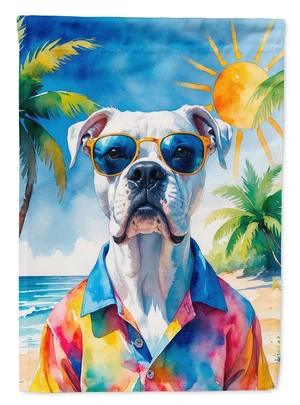 White Boxer Summer Beach Time Garden Flag Mailbox Decorative Yard Banner Outside Patio Artwork for Flower Beds, Garden Size, Mul White Boxer Summer Beach Time Garden Flag Mailbox Decorative Yard Banner Outside Patio Artwork for Flower Beds, Garden Size, Mul