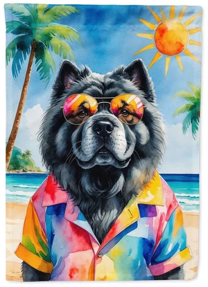 Black Chow Chow Summer Beach Time Garden Flag Mailbox Decorative Yard Banner Outside Patio Artwork for Flower Beds, Garden Size,