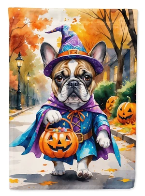 French Bulldog Halloween Trick or Treat Garden Flag Mailbox Decorative Yard Banner Outside Patio Artwork for Flower Beds, Garden French Bulldog Halloween Trick or Treat Garden Flag Mailbox Decorative Yard Banner Outside Patio Artwork for Flower Beds, Garden