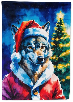 Wolf Christmas Garden Flag Mailbox Decorative Yard Banner Outside Patio Artwork for Flower Beds, Garden Size, Multicolor
