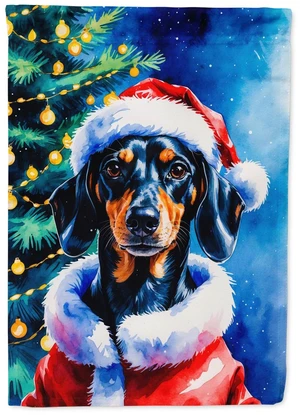 Dachshund Christmas House Flag Large Porch Sleeve Pole Decorative Outside Yard Banner Artwork Wall Hanging, Polyester, House Siz Dachshund Christmas House Flag Large Porch Sleeve Pole Decorative Outside Yard Banner Artwork Wall Hanging, Polyester, House Siz