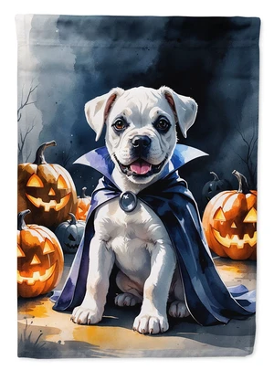 White Boxer Puppy Halloween House Flag Large Porch Sleeve Pole Decorative Outside Yard Banner Artwork Wall Hanging, Polyester, H White Boxer Puppy Halloween House Flag Large Porch Sleeve Pole Decorative Outside Yard Banner Artwork Wall Hanging, Polyester, H