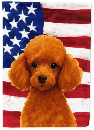 Red Toy Poodle American Flag Garden Flag Mailbox Decorative Yard Banner Outside Patio Artwork for Flower Beds, Garden Size, Mult