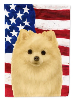 Cream Pomeranian American Flag Garden Flag Mailbox Decorative Yard Banner Outside Patio Artwork for Flower Beds, Garden Size, Mu
