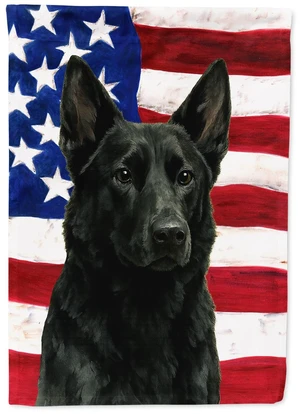 Black German Shepherd American Flag Garden Flag Mailbox Decorative Yard Banner Outside Patio Artwork for Flower Beds, Garden Siz