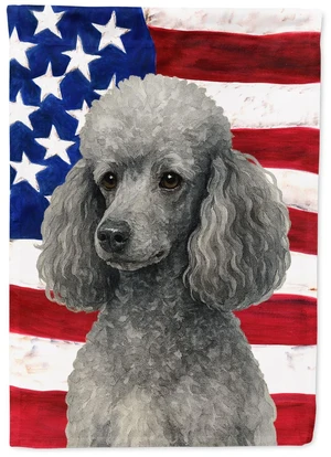 Silver Miniature Poodle American Flag Garden Flag Mailbox Decorative Yard Banner Outside Patio Artwork for Flower Beds, Garden S