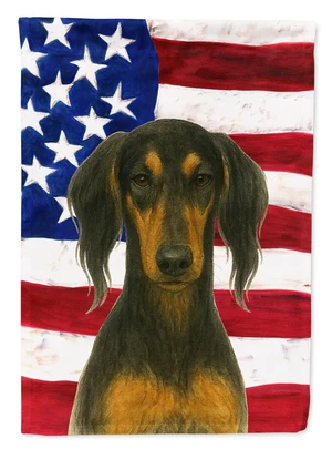 Black and Tan Saluki American Flag Garden Flag Mailbox Decorative Yard Banner Outside Patio Artwork for Flower Beds, Garden Size Black and Tan Saluki American Flag Garden Flag Mailbox Decorative Yard Banner Outside Patio Artwork for Flower Beds, Garden Size