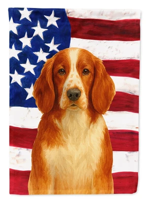 Welsh Springer Spaniel American Flag House Flag Large Porch Sleeve Pole Decorative Outside Yard Banner Artwork Wall Hanging, Pol Welsh Springer Spaniel American Flag House Flag Large Porch Sleeve Pole Decorative Outside Yard Banner Artwork Wall Hanging, Pol