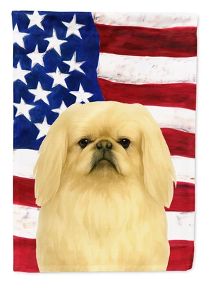 Cream Pekingese American Flag House Flag Large Porch Sleeve Pole Decorative Outside Yard Banner Artwork Wall Hanging, Polyester, Cream Pekingese American Flag House Flag Large Porch Sleeve Pole Decorative Outside Yard Banner Artwork Wall Hanging, Polyester,