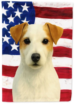 White Jack Russell Terrier American Flag House Flag Large Porch Sleeve Pole Decorative Outside Yard Banner Artwork Wall Hanging,