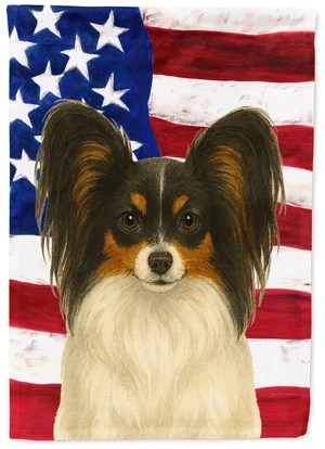 White with Black and Tan Papillon American Flag House Flag Large Porch Sleeve Pole Decorative Outside Yard Banner Artwork Wall H White with Black and Tan Papillon American Flag House Flag Large Porch Sleeve Pole Decorative Outside Yard Banner Artwork Wall H