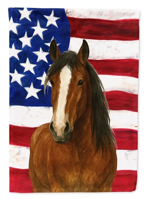 Bay Clydesdale Horse American House Flag Large Porch Sleeve Pole Decorative Outside Yard Banner Artwork Wall Hanging, Polyester,