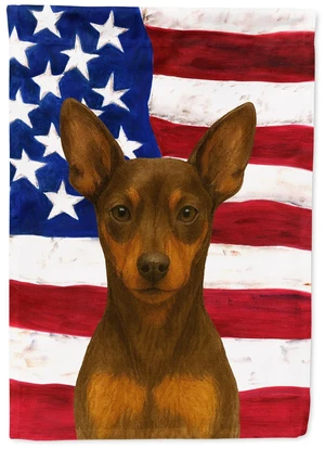 Chocolate and Rust Miniature Pinscher American Flag House Flag Large Porch Sleeve Pole Decorative Outside Yard Banner Artwork Wa Chocolate and Rust Miniature Pinscher American Flag House Flag Large Porch Sleeve Pole Decorative Outside Yard Banner Artwork Wa