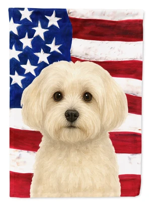 White Havanese American Flag House Flag Large Porch Sleeve Pole Decorative Outside Yard Banner Artwork Wall Hanging, Polyester, White Havanese American Flag House Flag Large Porch Sleeve Pole Decorative Outside Yard Banner Artwork Wall Hanging, Polyester,