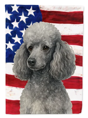 Silver Miniature Poodle American Flag House Flag Large Porch Sleeve Pole Decorative Outside Yard Banner Artwork Wall Hanging, Po Silver Miniature Poodle American Flag House Flag Large Porch Sleeve Pole Decorative Outside Yard Banner Artwork Wall Hanging, Po