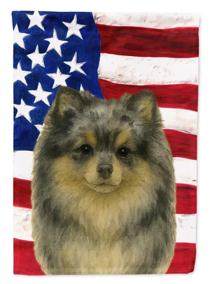 Blue Merle Pomeranian American Flag House Flag Large Porch Sleeve Pole Decorative Outside Yard Banner Artwork Wall Hanging, Poly Blue Merle Pomeranian American Flag House Flag Large Porch Sleeve Pole Decorative Outside Yard Banner Artwork Wall Hanging, Poly