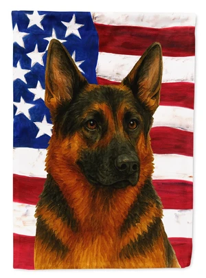 Black and Red German Shepherd American Flag House Flag Large Porch Sleeve Pole Decorative Outside Yard Banner Artwork Wall Hangi