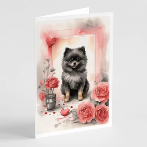 Caroline's Treasures DAC4524GCA7P Black Pomeranian Valentine Roses Greeting Cards Pack of 8 Blank Cards with Envelopes Whimsical Caroline's Treasures DAC4524GCA7P Black Pomeranian Valentine Roses Greeting Cards Pack of 8 Blank Cards with Envelopes Whimsical