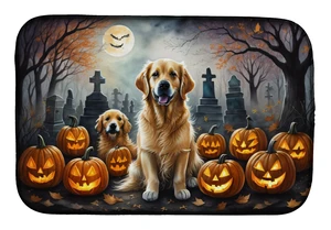 Golden Retriever Spooky Halloween Dish Drying Mat Absorbent Dish Drying Mat Pad for Kitchen Counter Dish Drainer Mat for Counter Golden Retriever Spooky Halloween Dish Drying Mat Absorbent Dish Drying Mat Pad for Kitchen Counter Dish Drainer Mat for Counter