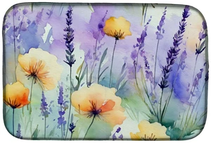 Lavender in Watercolor Dish Drying Mat Absorbent Dish Drying Mat Pad for Kitchen Counter Dish Drainer Mat for Countertop, 14 x 2 Lavender in Watercolor Dish Drying Mat Absorbent Dish Drying Mat Pad for Kitchen Counter Dish Drainer Mat for Countertop, 14 x 2