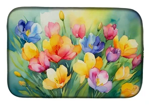 Freesias in Watercolor Dish Drying Mat Absorbent Dish Drying Mat Pad for Kitchen Counter Dish Drainer Mat for Countertop, 14 x 2 Freesias in Watercolor Dish Drying Mat Absorbent Dish Drying Mat Pad for Kitchen Counter Dish Drainer Mat for Countertop, 14 x 2