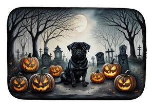 Black Pug Spooky Halloween Dish Drying Mat Absorbent Dish Drying Mat Pad for Kitchen Counter Dish Drainer Mat for Countertop, 14 Black Pug Spooky Halloween Dish Drying Mat Absorbent Dish Drying Mat Pad for Kitchen Counter Dish Drainer Mat for Countertop, 14