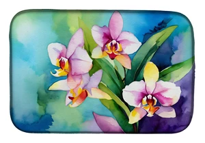 Orchids in Watercolor Dish Drying Mat Absorbent Dish Drying Mat Pad for Kitchen Counter Dish Drainer Mat for Countertop, 14 x 21 Orchids in Watercolor Dish Drying Mat Absorbent Dish Drying Mat Pad for Kitchen Counter Dish Drainer Mat for Countertop, 14 x 21