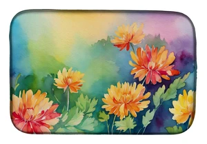 Chrysanthemums in Watercolor Dish Drying Mat Absorbent Dish Drying Mat Pad for Kitchen Counter Dish Drainer Mat for Countertop, Chrysanthemums in Watercolor Dish Drying Mat Absorbent Dish Drying Mat Pad for Kitchen Counter Dish Drainer Mat for Countertop,