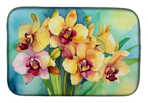 Orchids in Watercolor Dish Drying Mat Absorbent Dish Drying Mat Pad for Kitchen Counter Dish Drainer Mat for Countertop, 14 x 21 Orchids in Watercolor Dish Drying Mat Absorbent Dish Drying Mat Pad for Kitchen Counter Dish Drainer Mat for Countertop, 14 x 21