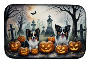 Papillon Spooky Halloween Dish Drying Mat Absorbent Dish Drying Mat Pad for Kitchen Counter Dish Drainer Mat for Countertop, 14 Papillon Spooky Halloween Dish Drying Mat Absorbent Dish Drying Mat Pad for Kitchen Counter Dish Drainer Mat for Countertop, 14