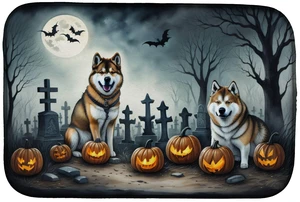 Akita Spooky Halloween Dish Drying Mat Absorbent Dish Drying Mat Pad for Kitchen Counter Dish Drainer Mat for Countertop, 14 x 2 Akita Spooky Halloween Dish Drying Mat Absorbent Dish Drying Mat Pad for Kitchen Counter Dish Drainer Mat for Countertop, 14 x 2