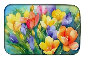 Freesias in Watercolor Dish Drying Mat Absorbent Dish Drying Mat Pad for Kitchen Counter Dish Drainer Mat for Countertop, 14 x 2 Freesias in Watercolor Dish Drying Mat Absorbent Dish Drying Mat Pad for Kitchen Counter Dish Drainer Mat for Countertop, 14 x 2