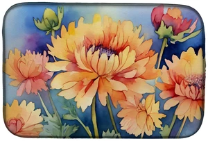 Chrysanthemums in Watercolor Dish Drying Mat Absorbent Dish Drying Mat Pad for Kitchen Counter Dish Drainer Mat for Countertop, Chrysanthemums in Watercolor Dish Drying Mat Absorbent Dish Drying Mat Pad for Kitchen Counter Dish Drainer Mat for Countertop,