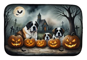 Saint Bernard Spooky Halloween Dish Drying Mat Absorbent Dish Drying Mat Pad for Kitchen Counter Dish Drainer Mat for Countertop Saint Bernard Spooky Halloween Dish Drying Mat Absorbent Dish Drying Mat Pad for Kitchen Counter Dish Drainer Mat for Countertop