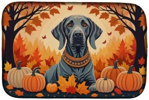 Weimaraner Fall Dish Drying Mat Absorbent Dish Drying Mat Pad for Kitchen Counter Dish Drainer Mat for Countertop, 14 x 21", Mul Weimaraner Fall Dish Drying Mat Absorbent Dish Drying Mat Pad for Kitchen Counter Dish Drainer Mat for Countertop, 14 x 21", Mul