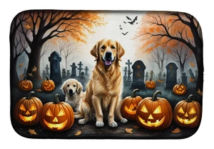 Golden Retriever Spooky Halloween Dish Drying Mat Absorbent Dish Drying Mat Pad for Kitchen Counter Dish Drainer Mat for Counter Golden Retriever Spooky Halloween Dish Drying Mat Absorbent Dish Drying Mat Pad for Kitchen Counter Dish Drainer Mat for Counter