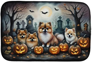 Pomeranian Spooky Halloween Dish Drying Mat Absorbent Dish Drying Mat Pad for Kitchen Counter Dish Drainer Mat for Countertop, 1 Pomeranian Spooky Halloween Dish Drying Mat Absorbent Dish Drying Mat Pad for Kitchen Counter Dish Drainer Mat for Countertop, 1