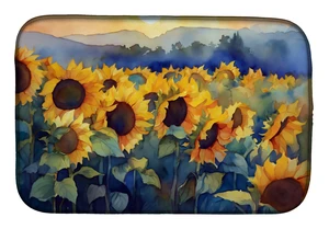 Sunflowers in Watercolor Dish Drying Mat Absorbent Dish Drying Mat Pad for Kitchen Counter Dish Drainer Mat for Countertop, 14 x Sunflowers in Watercolor Dish Drying Mat Absorbent Dish Drying Mat Pad for Kitchen Counter Dish Drainer Mat for Countertop, 14 x