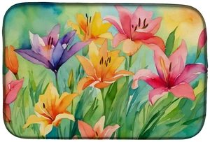Lilies in Watercolor Dish Drying Mat Absorbent Dish Drying Mat Pad for Kitchen Counter Dish Drainer Mat for Countertop, 14 x 21" Lilies in Watercolor Dish Drying Mat Absorbent Dish Drying Mat Pad for Kitchen Counter Dish Drainer Mat for Countertop, 14 x 21"