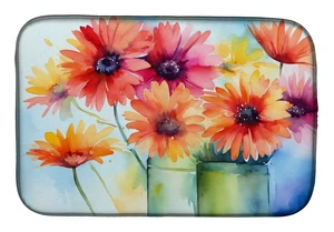Gerbera Daisies in Watercolor Dish Drying Mat Absorbent Dish Drying Mat Pad for Kitchen Counter Dish Drainer Mat for Countertop, Gerbera Daisies in Watercolor Dish Drying Mat Absorbent Dish Drying Mat Pad for Kitchen Counter Dish Drainer Mat for Countertop,