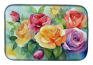 Roses in Watercolor Dish Drying Mat Absorbent Dish Drying Mat Pad for Kitchen Counter Dish Drainer Mat for Countertop, 14 x 21", Roses in Watercolor Dish Drying Mat Absorbent Dish Drying Mat Pad for Kitchen Counter Dish Drainer Mat for Countertop, 14 x 21",
