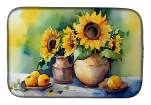 Sunflowers in Watercolor Dish Drying Mat Absorbent Dish Drying Mat Pad for Kitchen Counter Dish Drainer Mat for Countertop, 14 x Sunflowers in Watercolor Dish Drying Mat Absorbent Dish Drying Mat Pad for Kitchen Counter Dish Drainer Mat for Countertop, 14 x