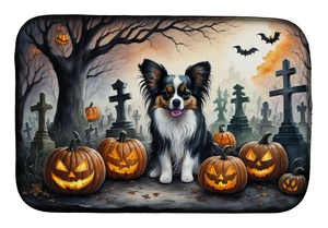 Papillon Spooky Halloween Dish Drying Mat Absorbent Dish Drying Mat Pad for Kitchen Counter Dish Drainer Mat for Countertop, 14 Papillon Spooky Halloween Dish Drying Mat Absorbent Dish Drying Mat Pad for Kitchen Counter Dish Drainer Mat for Countertop, 14
