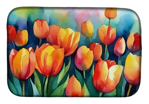 Tulips in Watercolor Dish Drying Mat Absorbent Dish Drying Mat Pad for Kitchen Counter Dish Drainer Mat for Countertop, 14 x 21" Tulips in Watercolor Dish Drying Mat Absorbent Dish Drying Mat Pad for Kitchen Counter Dish Drainer Mat for Countertop, 14 x 21"