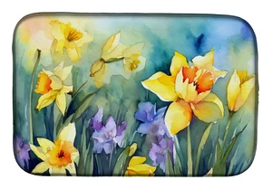 Daffodils in Watercolor Dish Drying Mat Absorbent Dish Drying Mat Pad for Kitchen Counter Dish Drainer Mat for Countertop, 14 x Daffodils in Watercolor Dish Drying Mat Absorbent Dish Drying Mat Pad for Kitchen Counter Dish Drainer Mat for Countertop, 14 x